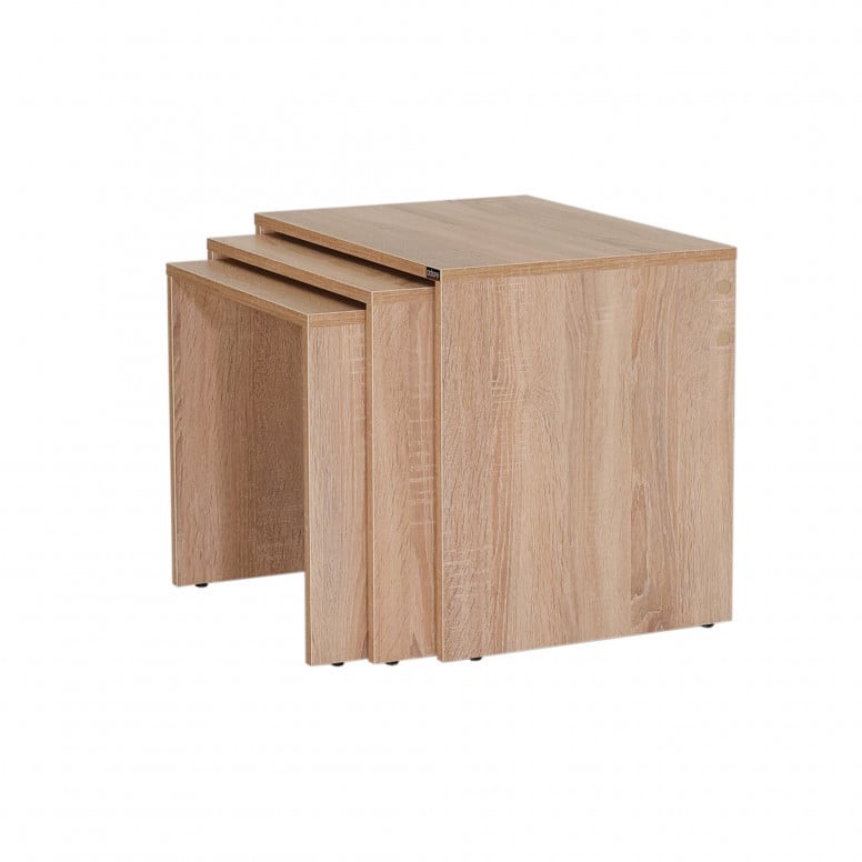 Set 3 Masute de Cafea Model Phan, 45x36x42/50x38x45/55x40x47 cm, Stejar