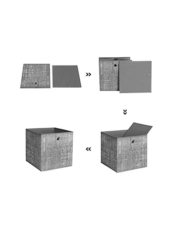 Set 6 cuburi de depozitare, Songmics, 30 x 30 x 30 cm, RFB02LG-3, Gri