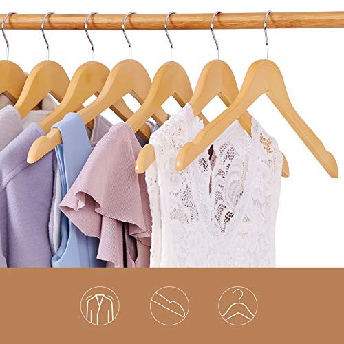 Set de 20 umerase din lemn, Songmics, Natural-Argintiu, 44.5x23x1.2 cm - 2 | YEO