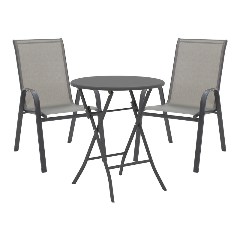 Set masă și scaune de exterior, 3 Piese, Model Albero-Calan, Antracit, D60x70 cm