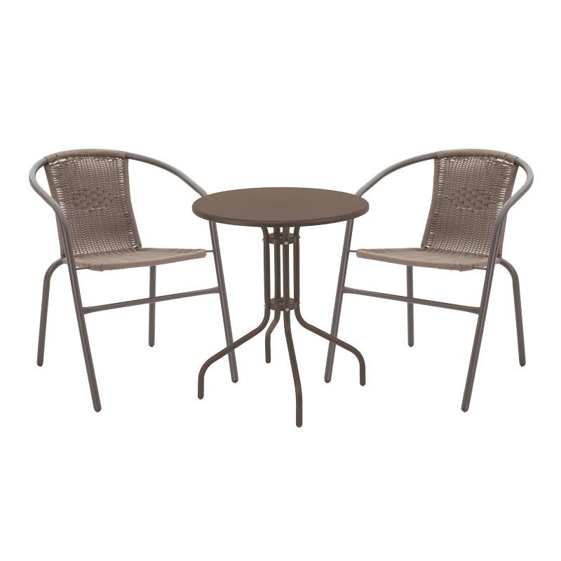 Set masă și scaune de exterior, 3 Piese, Model , Maro