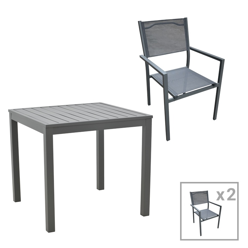 Set masă și scaune de exterior, 3 Piese, Model Moly-Kliton, Antracit, 80x80x74 cm