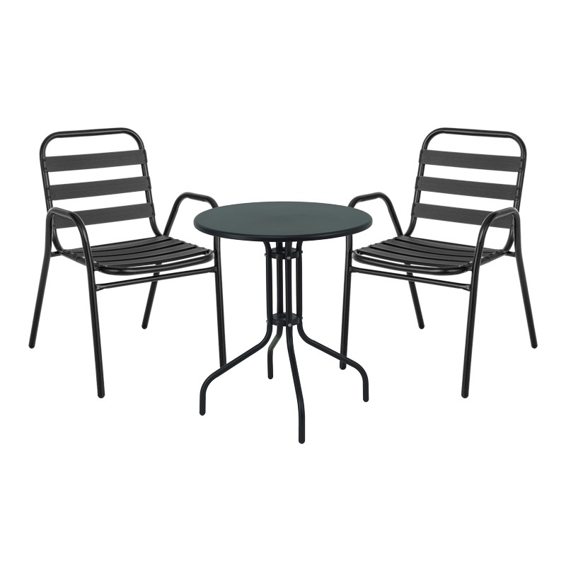 Set masă și scaune de exterior, 3 Piese, Model , Negru