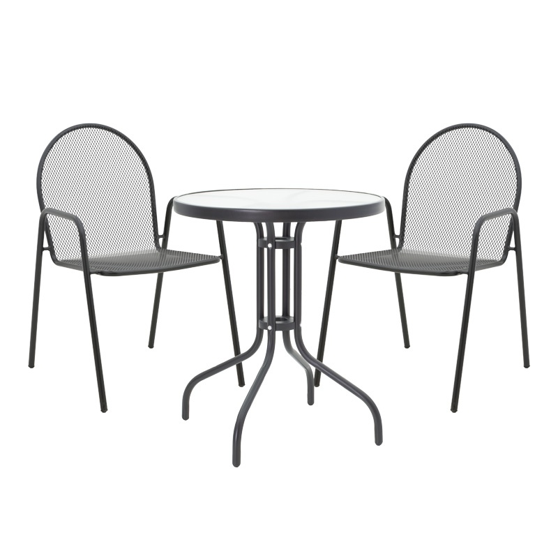 Set masă și scaune de exterior, 3 Piese, Model Watson-Tarete, Negru