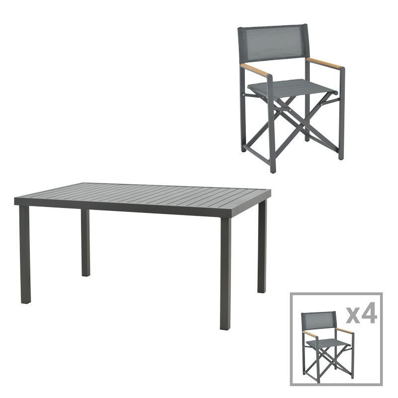 Set masă și scaune de exterior, 5 Piese, Model Mabu-Klinton, Antracit, 150x80x74 cm