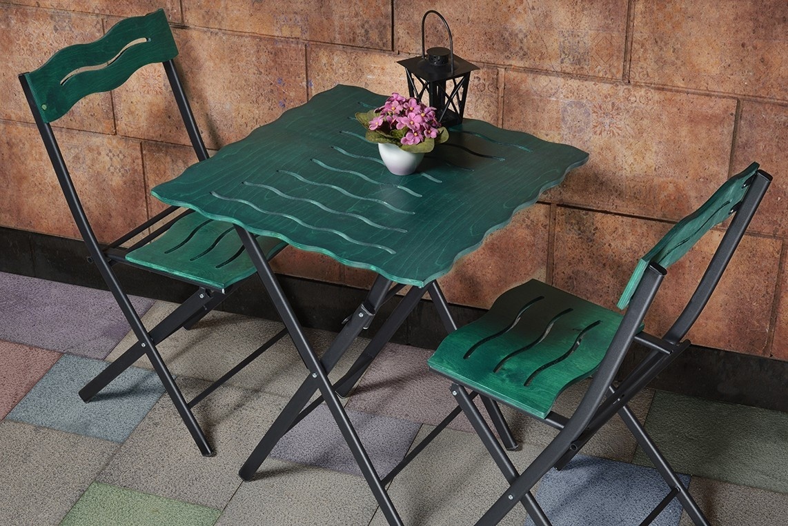 Set masa si scaune de gradina (3 piese) Bistro Set 6 Verde 60x60x73 cm - 1 | YEO