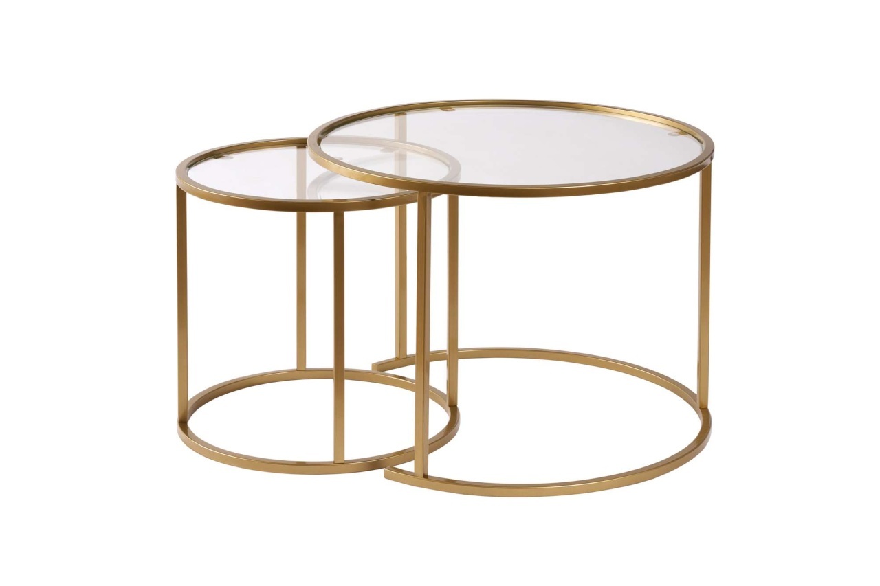 Set Masute de cafea Model Aurum 60, Auriu/Transparent - Imagine 6