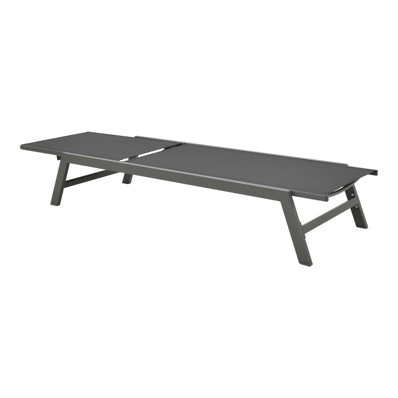Șezlong din aluminiu si textilenă Model Boka, Gri închis, 60x192x31 cm - 1 | YEO
