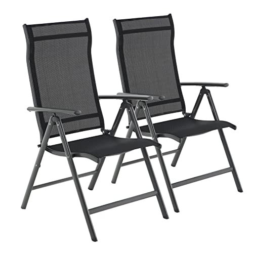 Sezlong, set 2 bucati, Songmics, Negru, 56x70x106 cm - 1 | YEO