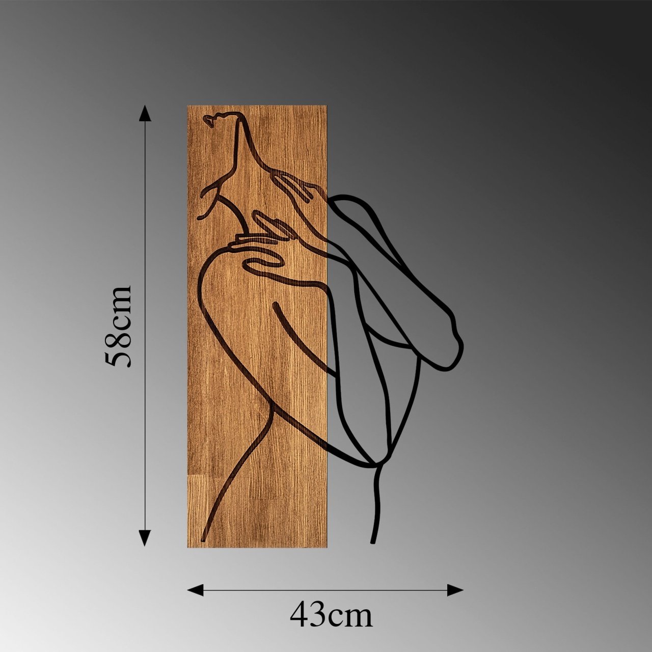 Tablou din lemn si metal MA Nuc 36x58 cm