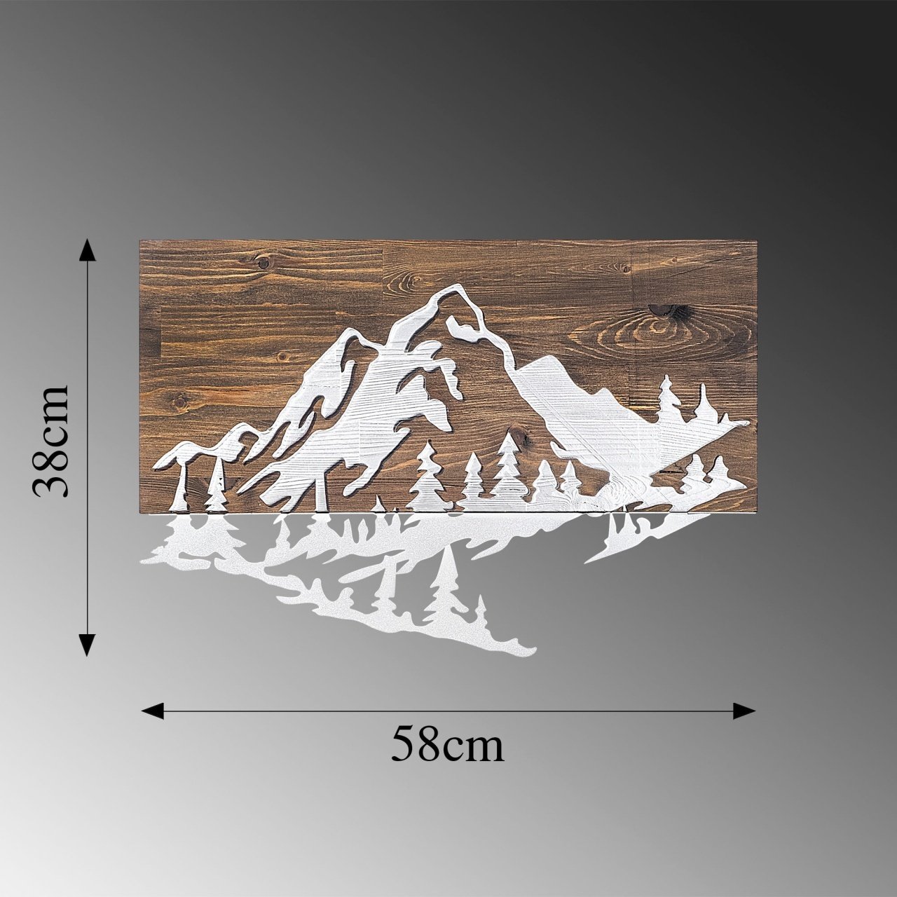 Tablou din lemn si metal Mountain Nuc 38x58 cm