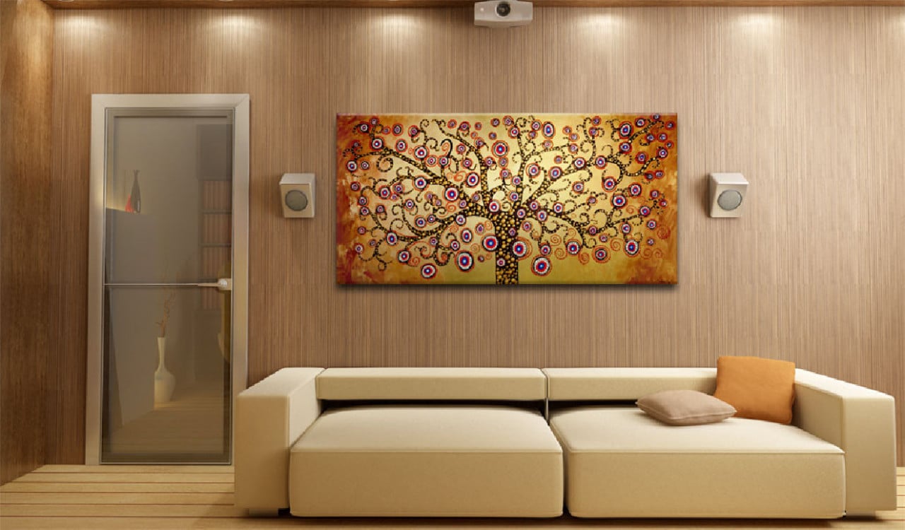 Tablou pictat manual - Peacock tree 120x60 cm - 1 | YEO