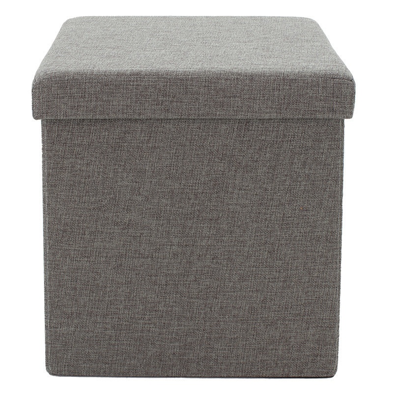 Taburet hol cufar cu spatiu de depozitare Crystal material textil gri 38x38x38cm - 1 | YEO