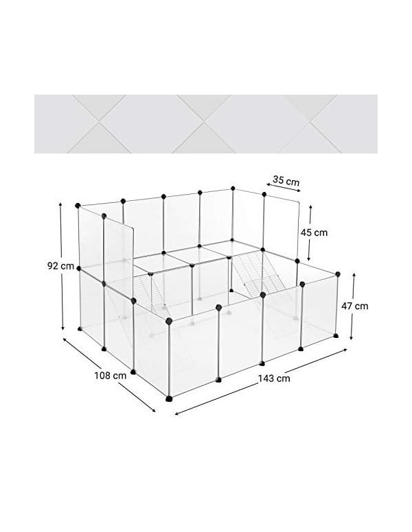 Tarc pentru animale de companie, Songmics, Alb, LPC004W01, 143 x 108 x 92 cm