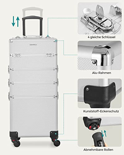 Troler cosmetice, Songmics, Argintiu, 82.5x35x25 cm - 3 | YEO