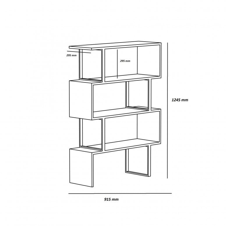 Biblioteca Model Adriana, Auriu/Alb, 91,5x29,5x124,5 cm