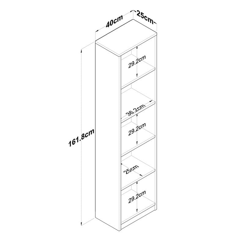 Biblioteca Pako World, Model Goldie, 40x25x161.80 cm, Natur/Alb