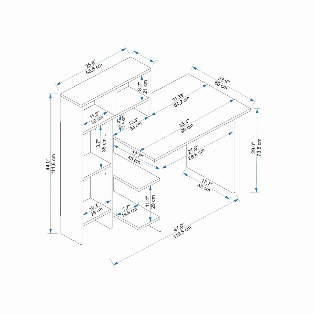 Birou Bugra Stejar 70.5x73.8x60 cm - 4 | YEO