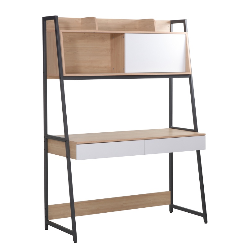 Birou Model Jersey, Gri inchis/Alb/Natur, 124x54x171 cm