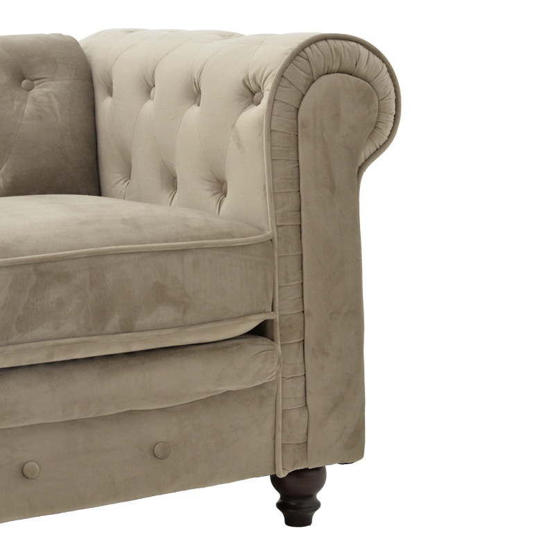 Canapea 2 Locuri Chesterfield, bej, 160x84x67 cm - 5