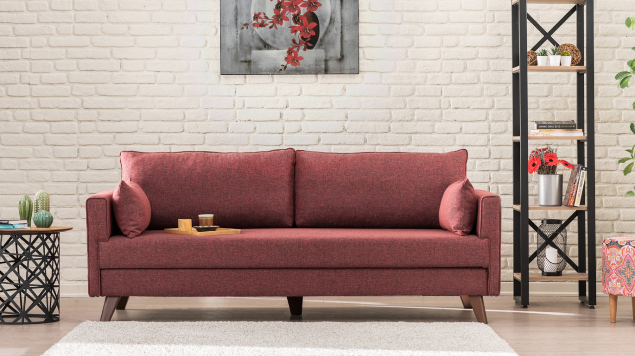 Canapea Extensibila, 3 Locuri Bella Sofa Bed Claret Rosu - 1 | YEO