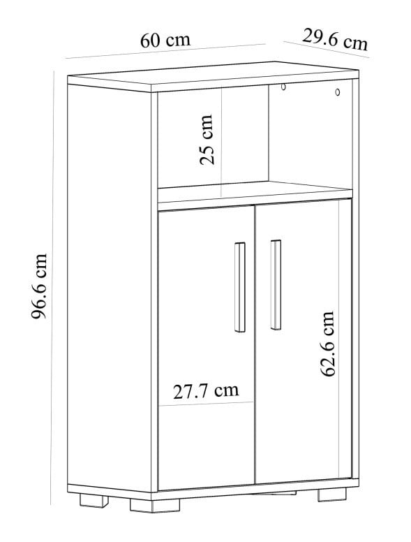 Comoda Model Moon, Alb, 60x29.6x96.6 cm