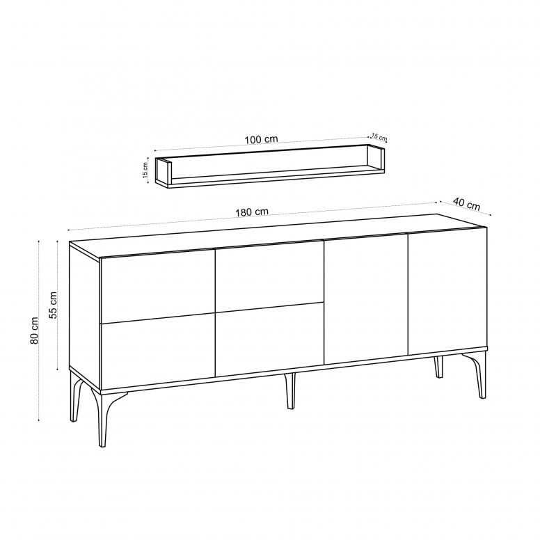 Comoda Model Stella, Stejar, 180x40x55 cm - 4 | YEO