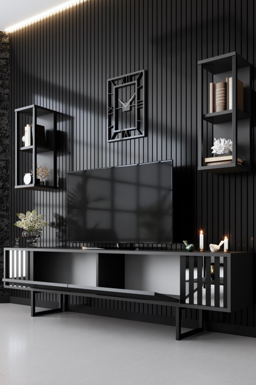 Comodă TV Chrome, Antracit-Negru - 2 | YEO