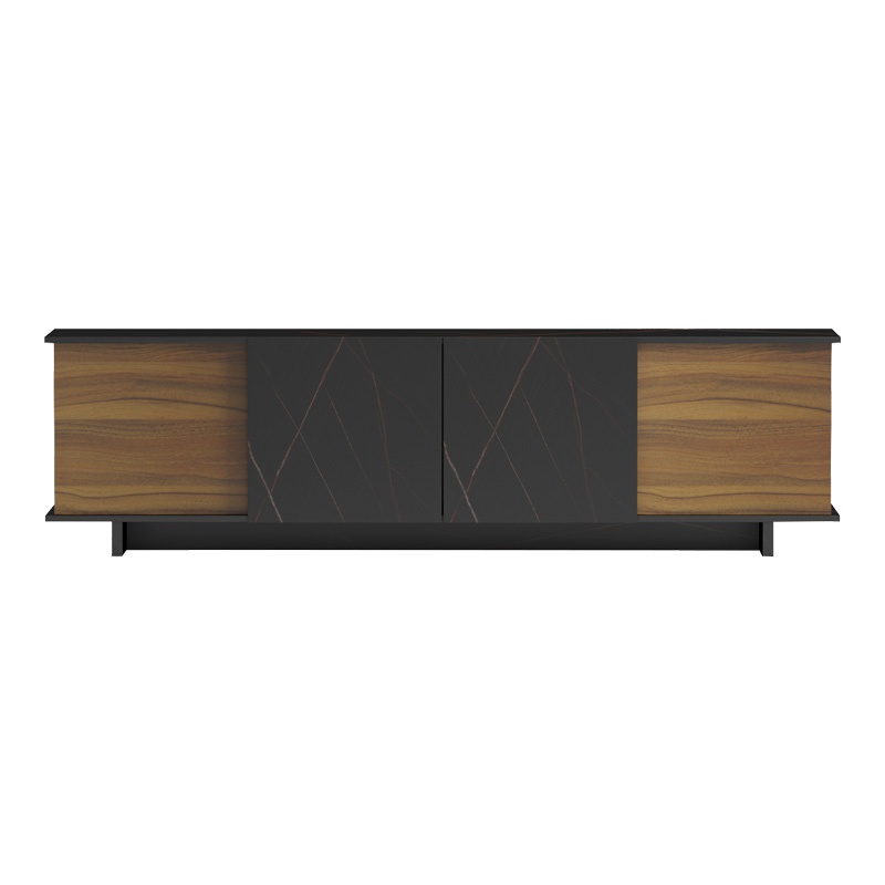 Comodă TV Model Zafore, Nuc/Negru marmorat, 180x33x50 cm - 3 | YEO