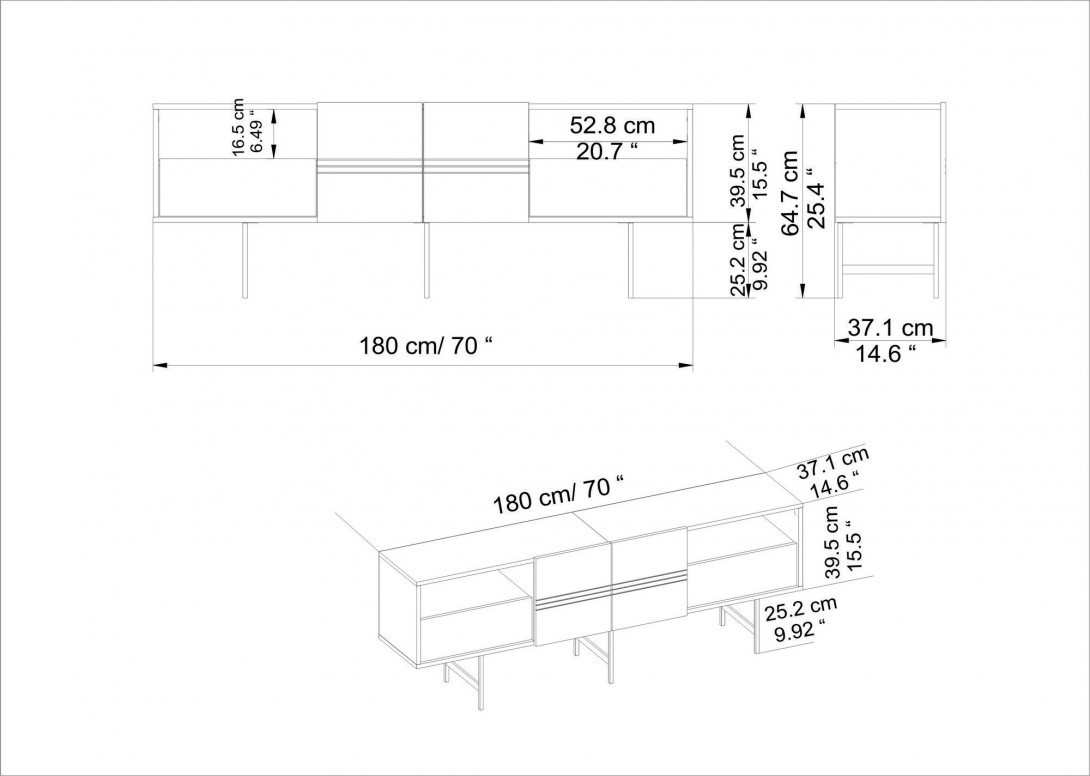 Comoda TV Salvador, Model Derin, 180x64.7x37.1 cm, Alb - 4 | YEO