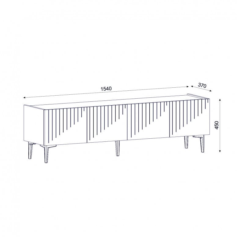 Comoda TV Salvador, Model Draw, 154x45x37 cm, Stejar safir/Negru Marmorat