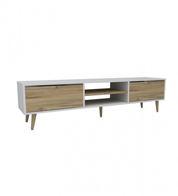 Comoda TV Salvador, Model Kraf, 180x50x40 cm, Alb/Nuc - 3 | YEO