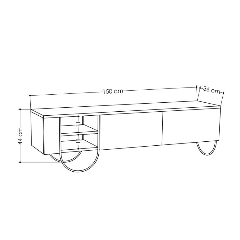 Comoda TV Salvador, Model Norfolk, 150x44x36 cm, Alb