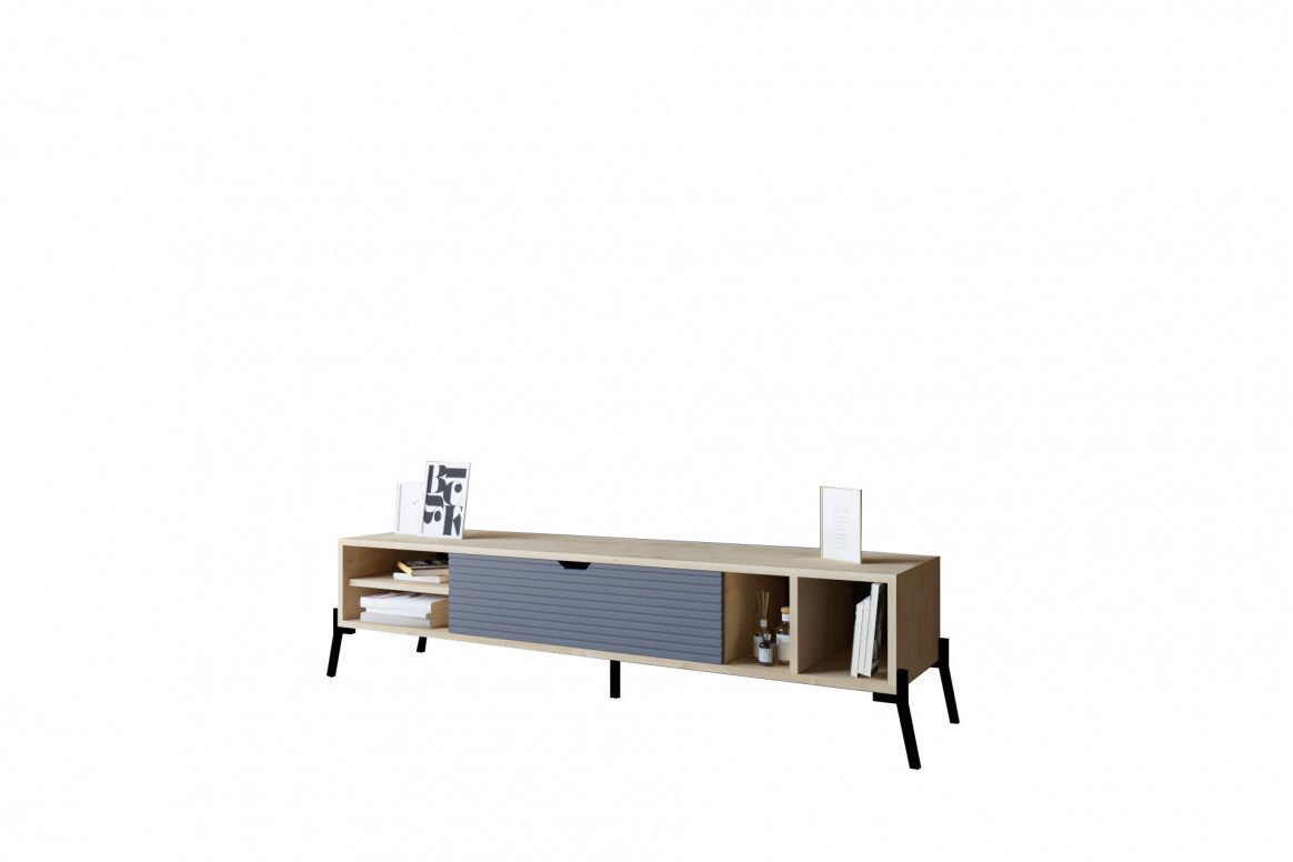 Comoda TV Salvador, Model Ponza, 160x36x40 cm, Stejar safir/Antracit - 2 | YEO