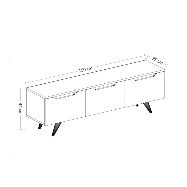 Comoda TV Salvador, Model Prag, 150x44x35 cm, Antracit