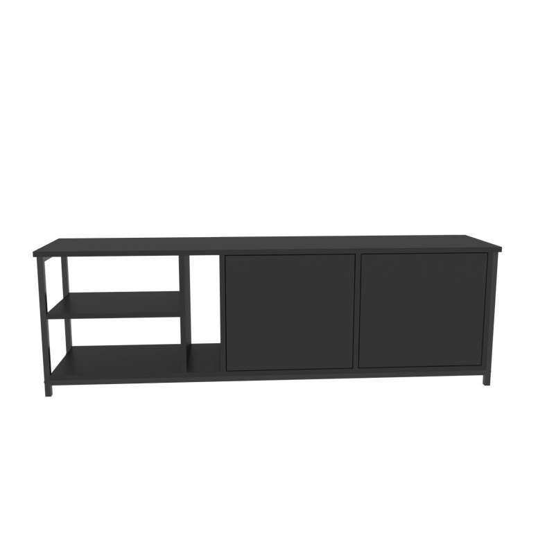Comoda TV Salvador, Model Primrose, 160x50.8x35.3 cm, Negru/Antracit