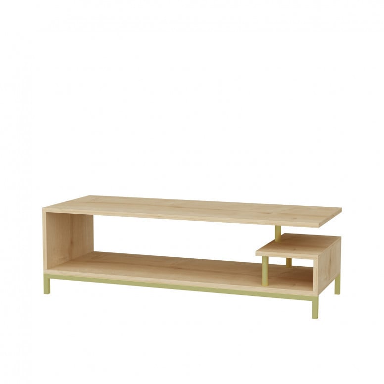 Comoda TV Salvador, Model Reilly, 120x37.6x44.6 cm, Auriu/Stejar - 3 | YEO