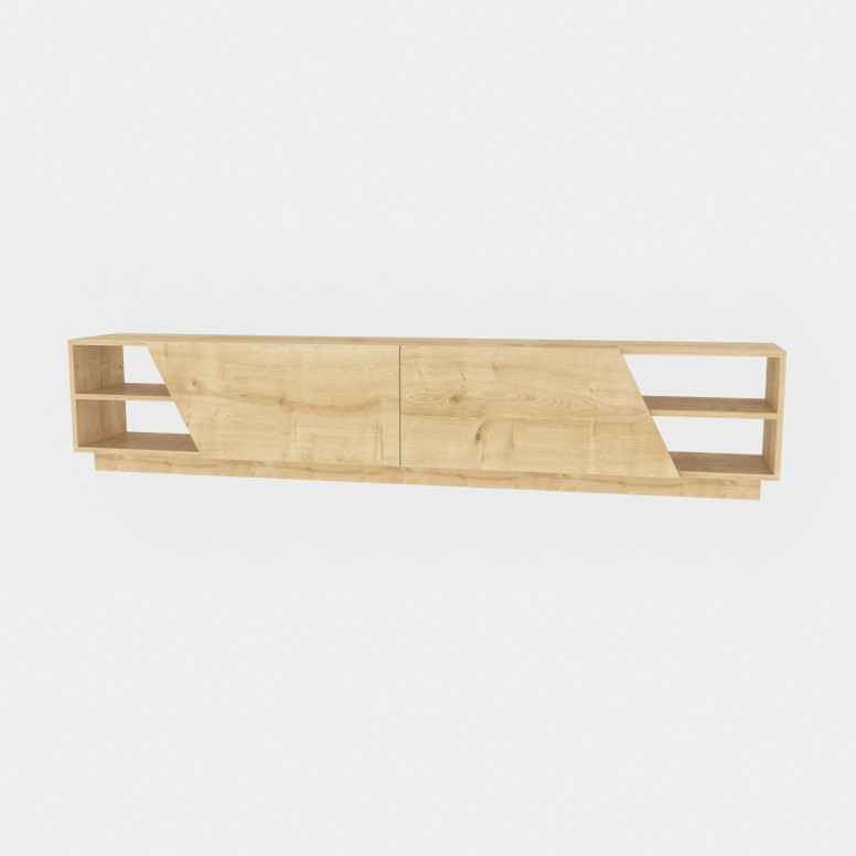 Comoda TV Salvador, Model Rhodes, 240x47.4x37.1 cm, Stejar - 3 | YEO