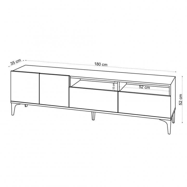 Comoda TV Salvador, Model Ross, 180x52x35 cm, Stejar