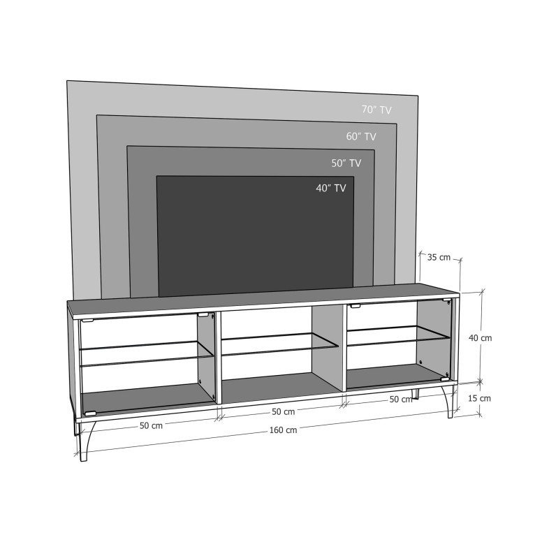 Comoda TV Salvador, Model Tokyo, 160x55x35 cm, Alb - 2 | YEO