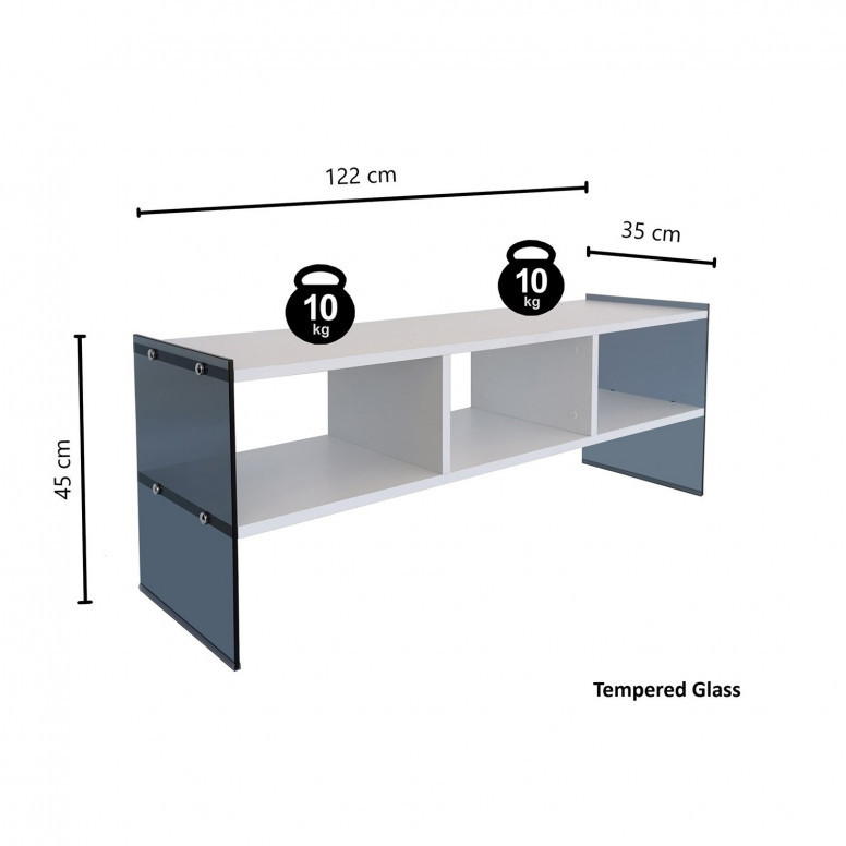 Comoda TV Salvador, Model TV401, 120x45x35 cm, Alb - 1 | YEO