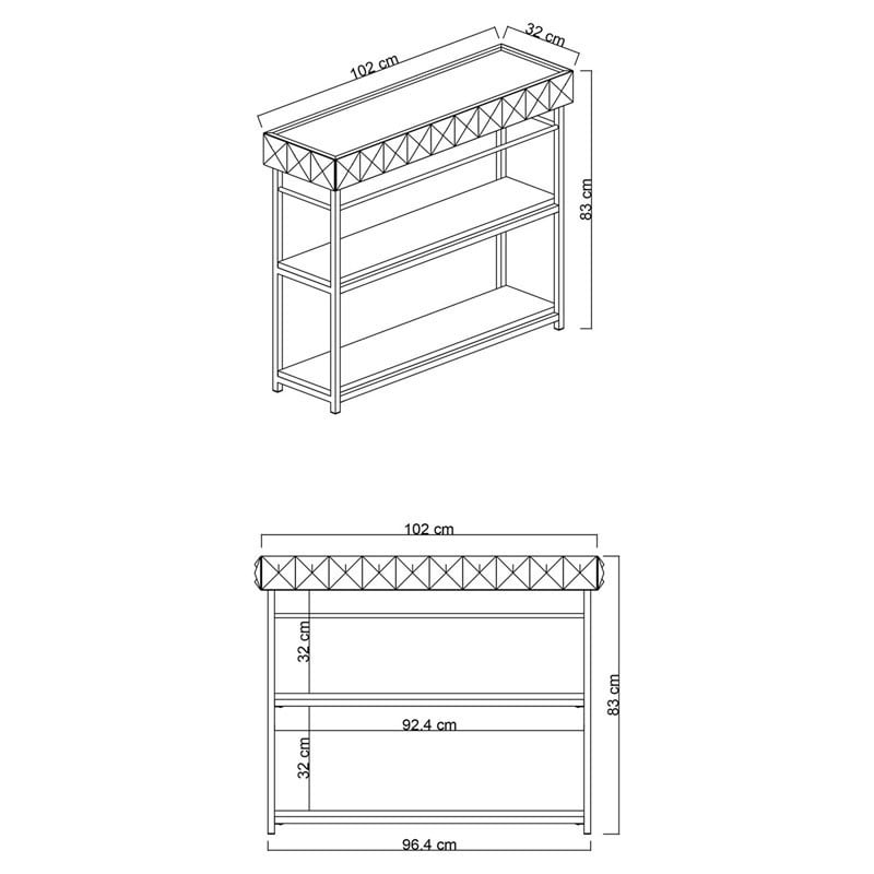 Consola Model PWF-0629, Alb/Negru, 102x32x83 cm