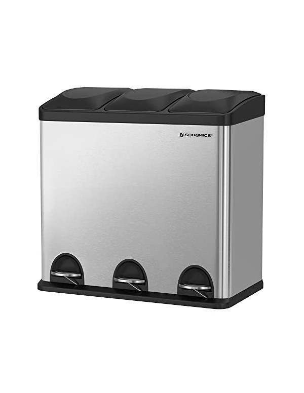 Cos de reciclare, Songmics, 54L, Silver+Black, LTB54L