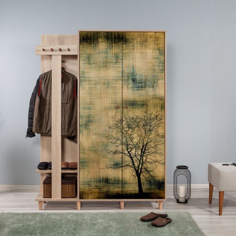 Cuier hol cu dulap Model Garmanto 135-729, Stejar sonoma, 135x36x194 cm - 1 | YEO