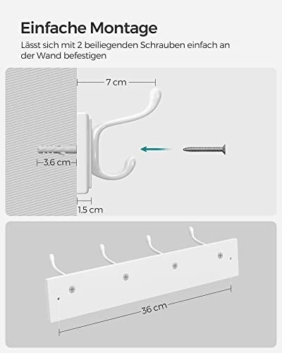 Cuier, Songmics, Alb, 40x9x7 cm - 4 | YEO