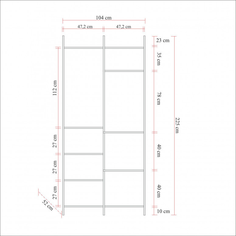 Dulap haine Model Dynamic, Pin, 104x52x225 cm - 1 | YEO