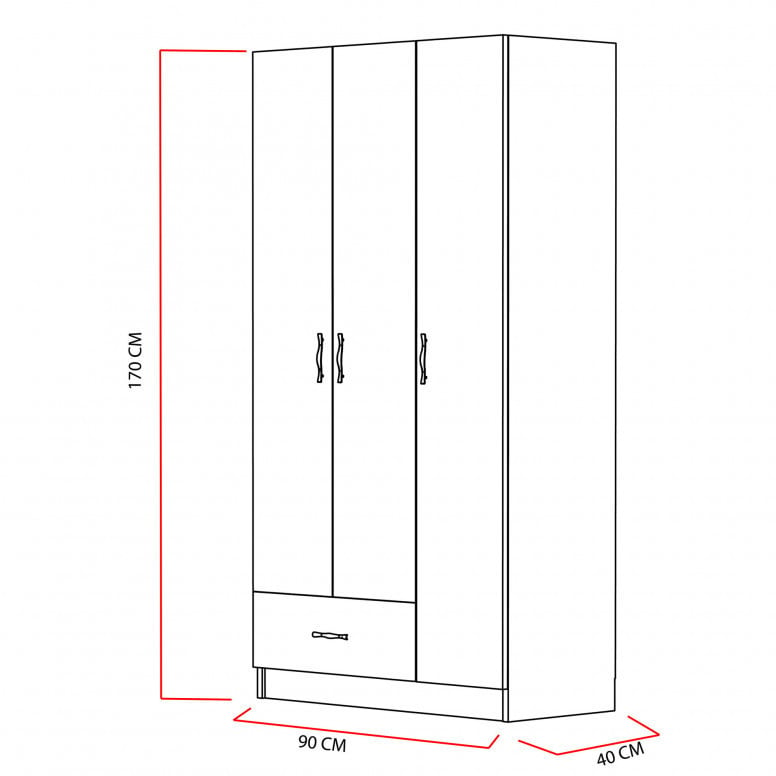 Dulap haine Model Gabi, Alb, 90x40x170 cm - 2 | YEO