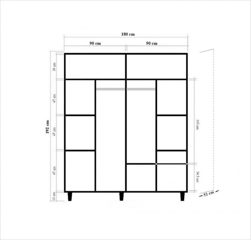 Dulap haine Model Imaj, Multicolor, 180x52x192 cm