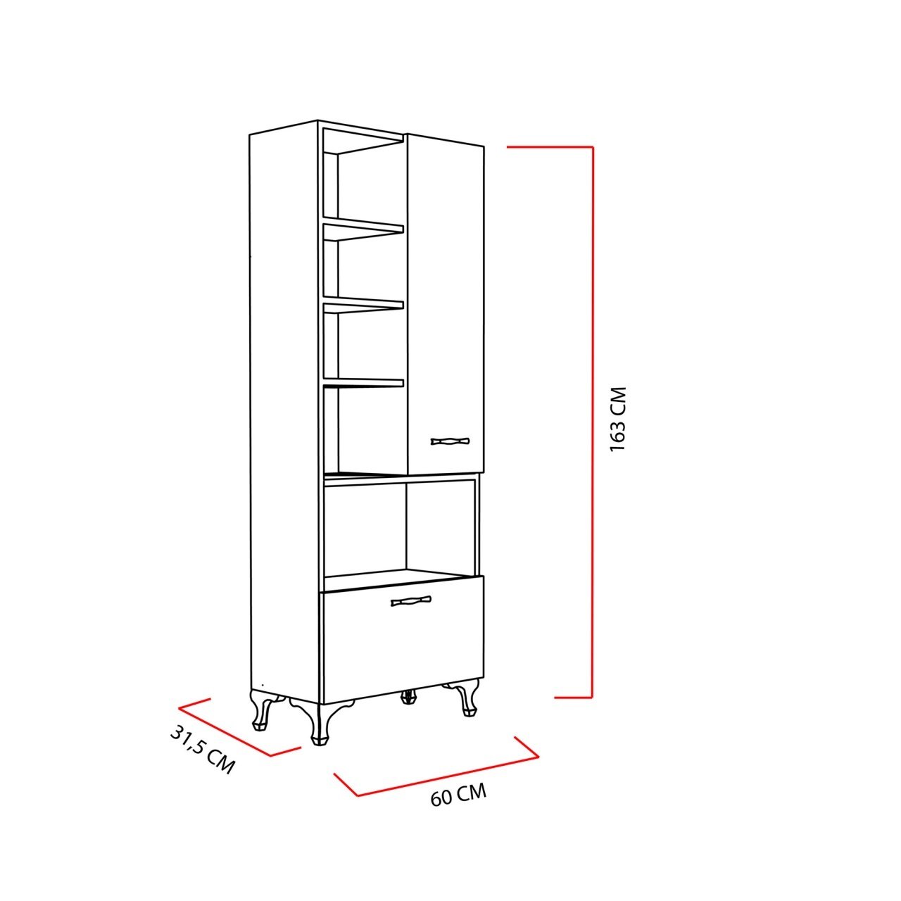 Dulap multifunctional Model Sezen, Alb, 60x31.5x163.6 cm