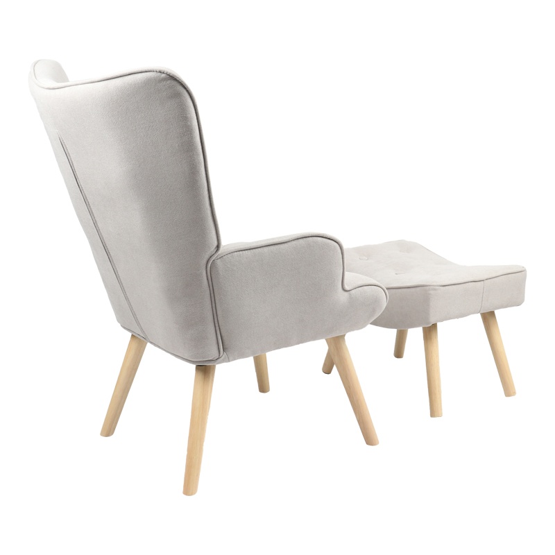 Fotoliu cu suport picioare Model Vivienne, Maro/Natur, 75x69x96 cm - 1 | YEO